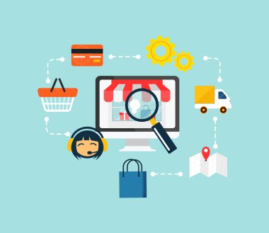 hisse senedi vektör e ticaret online alışveriş Icon set