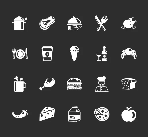 Conjunto de iconos de restaurante de comida y elementos vectoriales — Archivo Imágenes Vectoriales