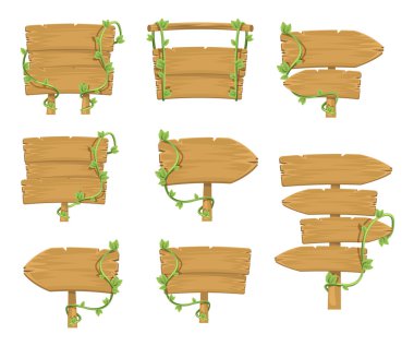 Stok vector tahta işaret panoları basit bir set