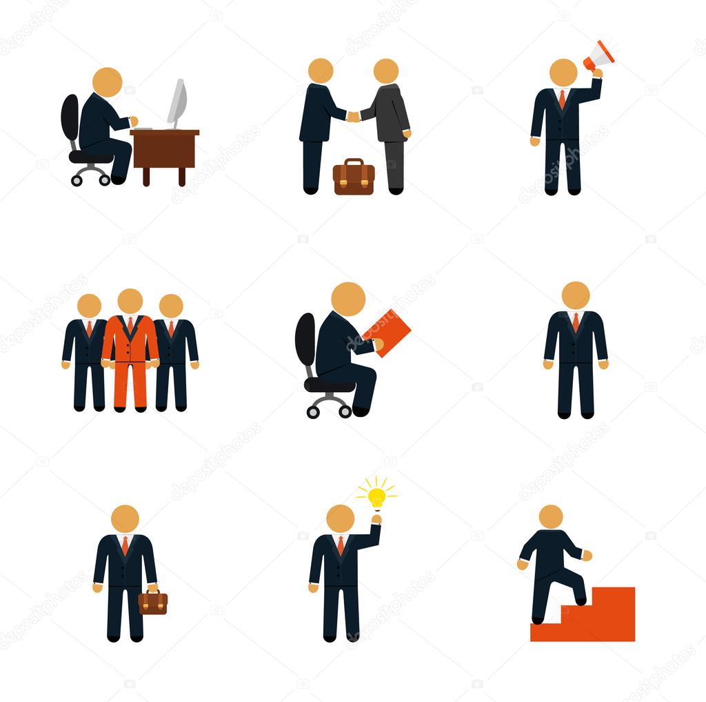 Stock vector business people flat icon set