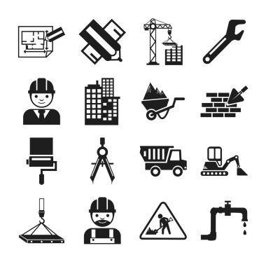 Hisse senedi vektör inşaat piktogram basit siyah Icon set