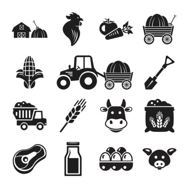 Hisse senedi vektör piktogram çiftlik siyah Icon set
