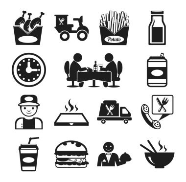 Hisse senedi vektör yiyecek sembol siyah Icon set