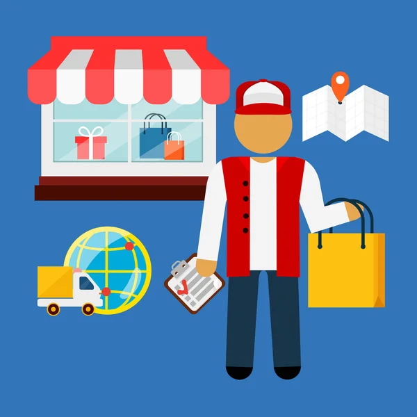ᐈ Vendedor vector de stock, vectores dibujo vendedor de tienda