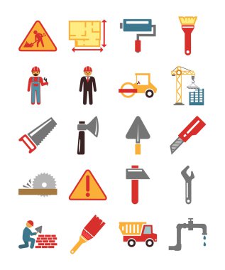 Hisse senedi vektör inşaat renk basit düz Icon set