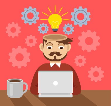 Programcı vektör düz çizim