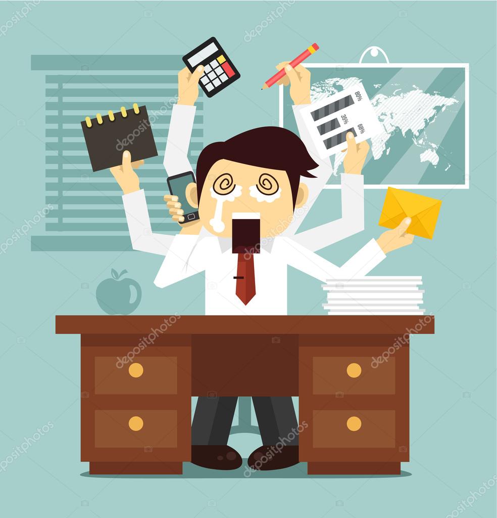 Hard work. Vector flat business illustratuin