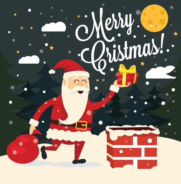 Kartki świąteczne z Santa Claus. Płaskie ilustracji wektorowych — Wektor stockowy