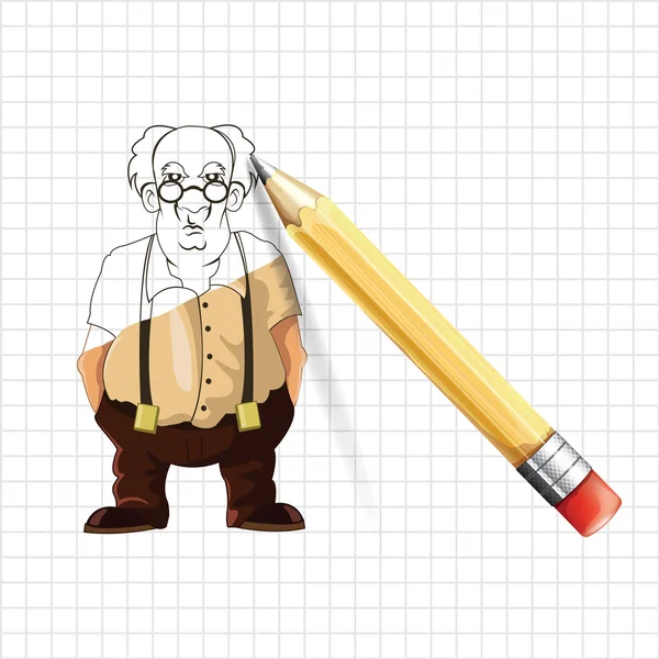 Viejo hombre vector boceto ilustración — Vector de stock