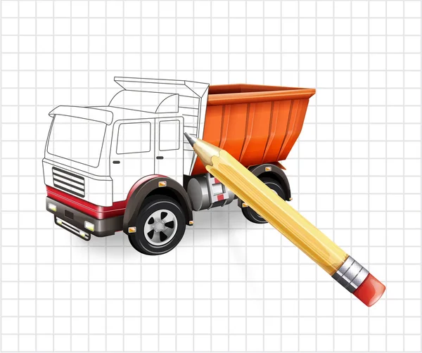 Vector truck sketch vector illustration — Stock Vector