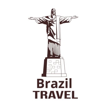 İsa kurtarıcı heykeli, rio de janeiro. Seyahat vektör çizim