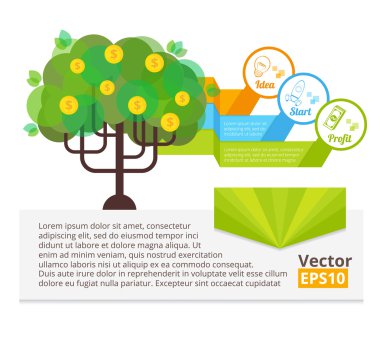 Para ağacı afiş. Vektör düz çizim