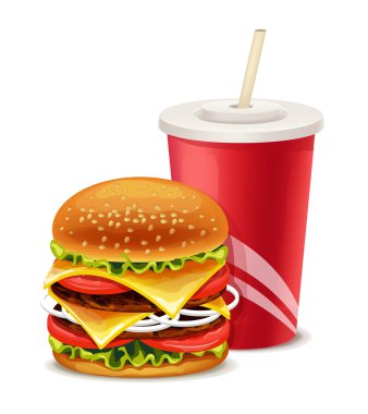 Hamburger ve soda ile fast food banner