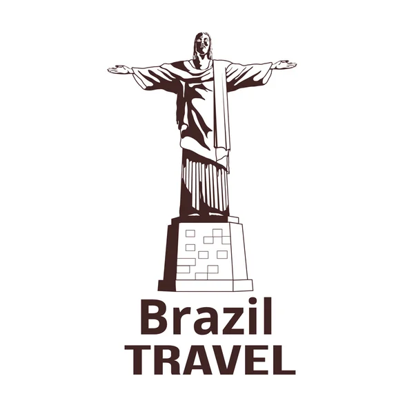 A estátua de Cristo Redentor no Rio de Janeiro. Ilustração do vetor de viagem —  Vetores de Stock