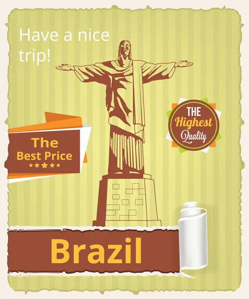 ブラジルからの旅行。ベクトル観光バナー — ストックベクタ