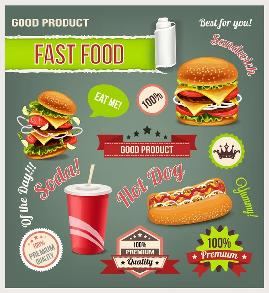 Conjunto de vetor fast food —  Vetores de Stock