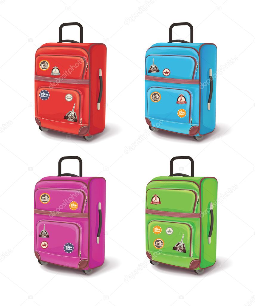 Travel bag. Vector illustration set