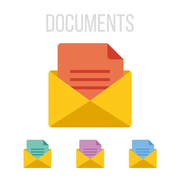 Vektorové ikony obálky a dokumentů — Stockový vektor