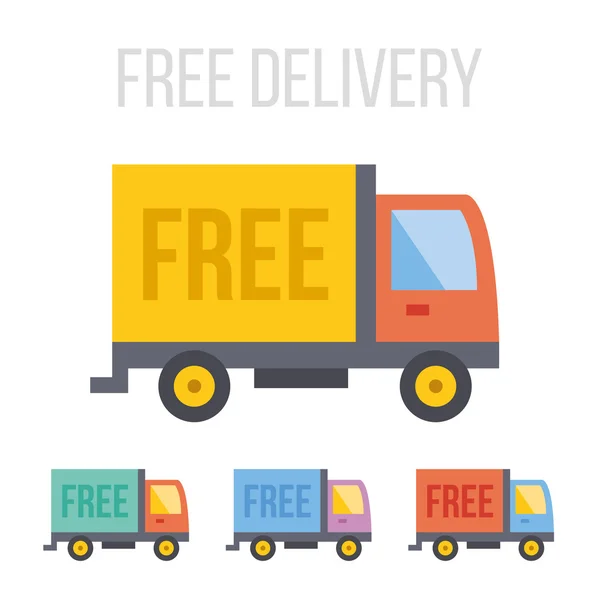 Vector ícones de caminhão de entrega gratuita — Vetor de Stock