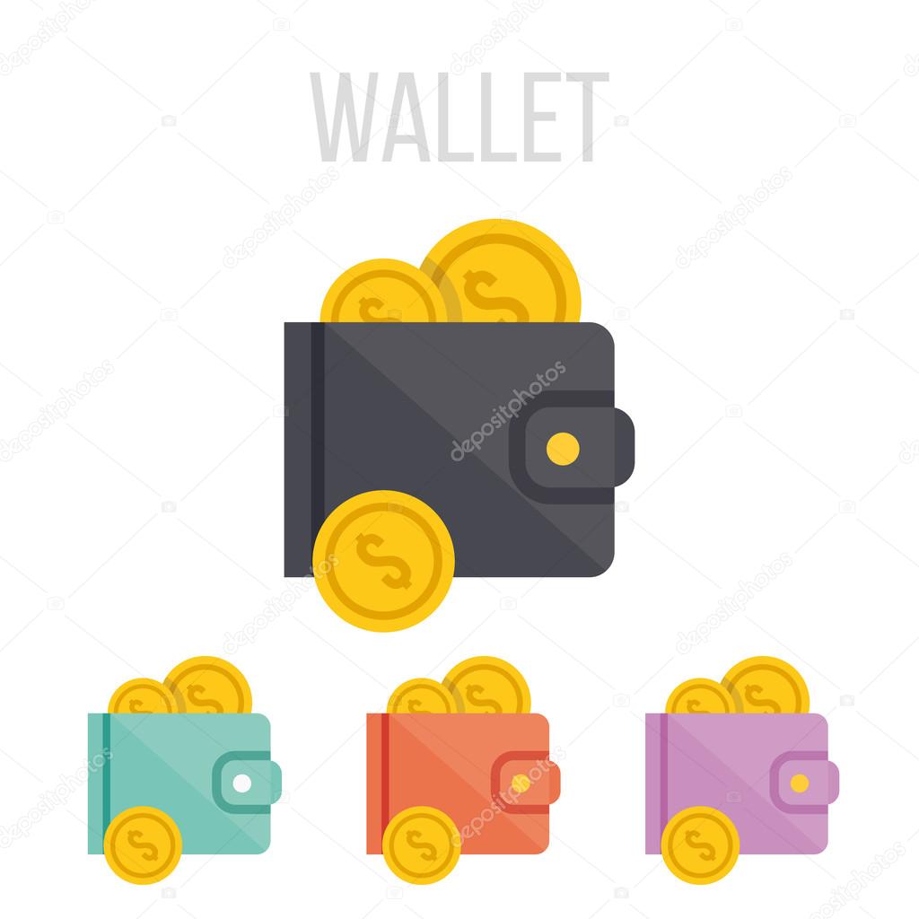 Vector wallet and coins icons.