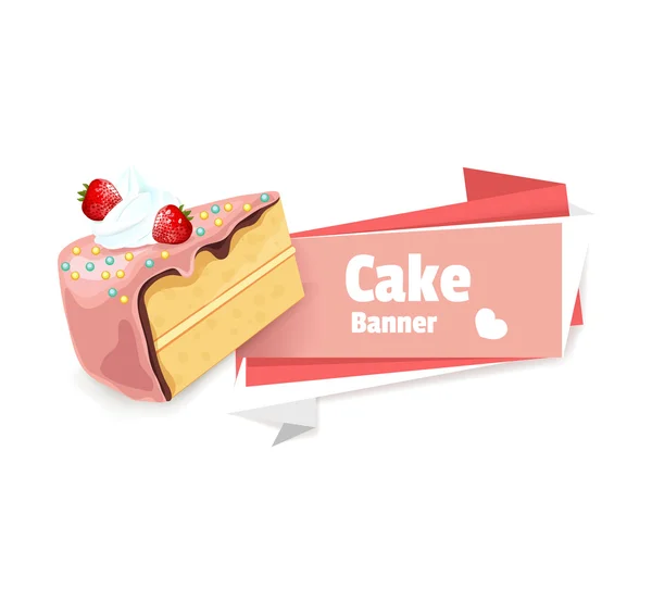 Vector pink cake banner illustration — Stock Vector