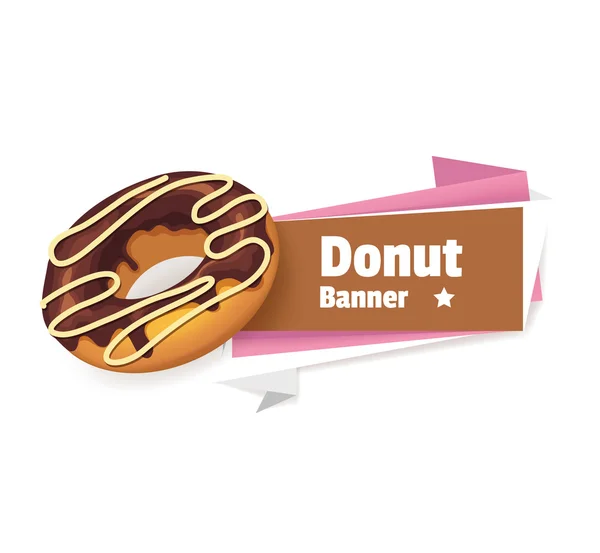 Ilustración de banner de donut de chocolate vectorial — Archivo Imágenes Vectoriales