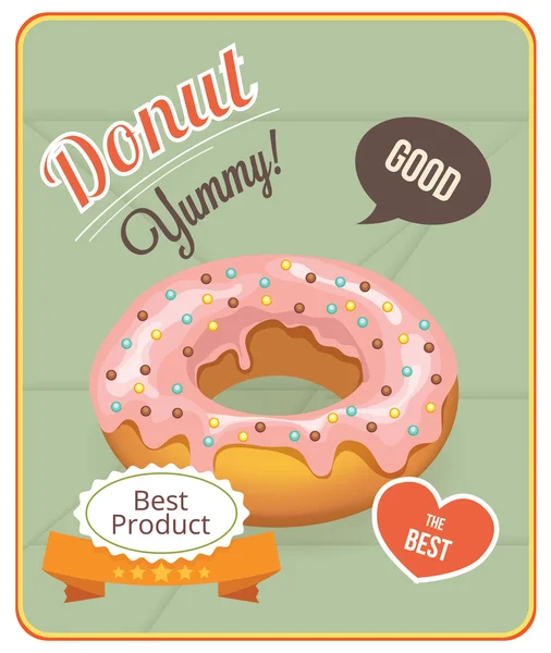 Vector pink donut banner illustration — Stock Vector