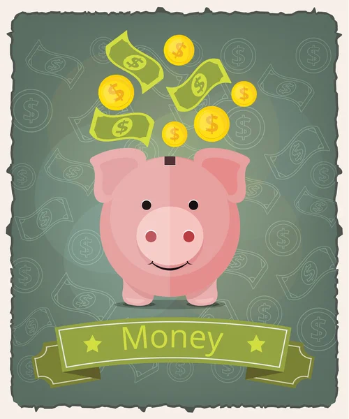 Piggy bank banner vectorillustratie — Stockvector