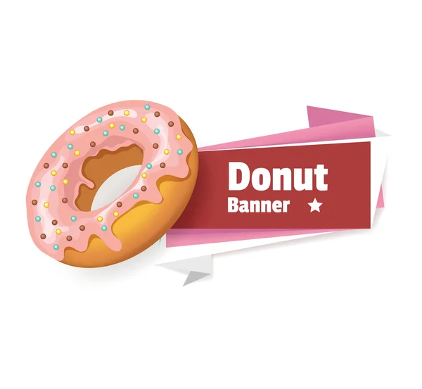 Vector pink donut banner illustration — Stock Vector