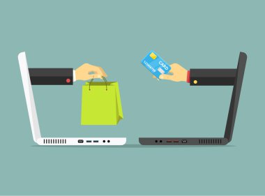 E-ticaret renkli vektör düz çizim