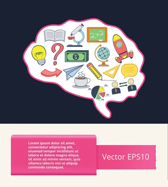 Vector flat brain illustration — Stock Vector