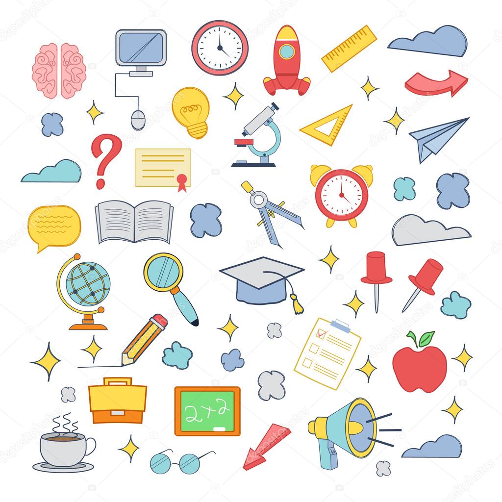 Vector education colorful icon set