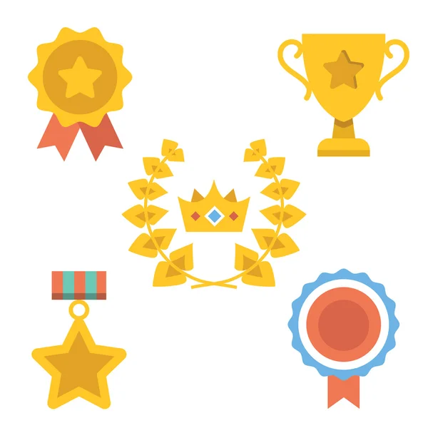 Medals, awards and achievements icons set — Stock Vector