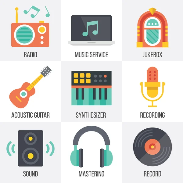 Conjunto de iconos de música vectorial. Set 11 — Vector de stock