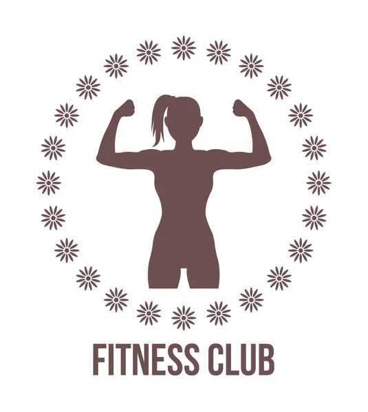 Logo fitness club con silhouette donna — Vettoriale Stock