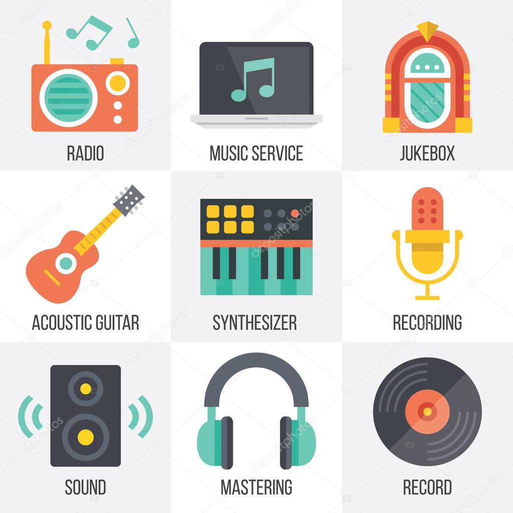 Vector music icons set. Set 11