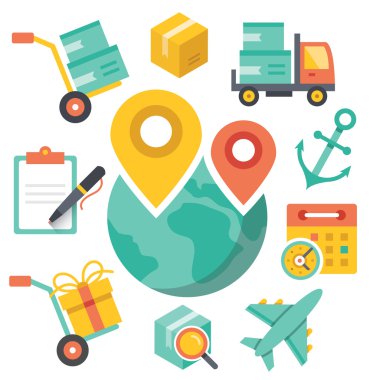 Teslimat illüstrasyon. Lojistik kavramı.