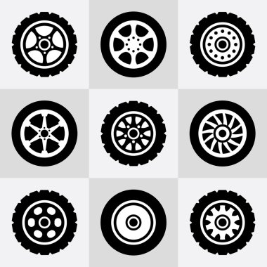 Lastik ve jant Icons set