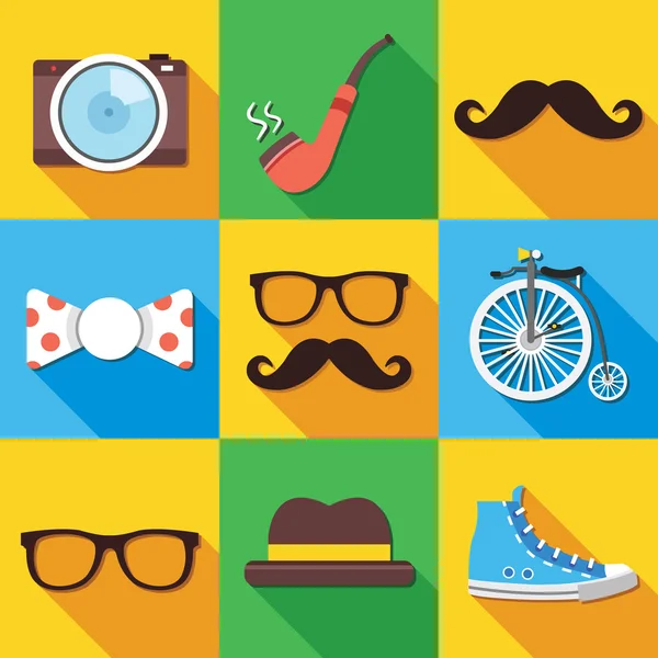 Vintage Hipster iconos conjunto — Vector de stock