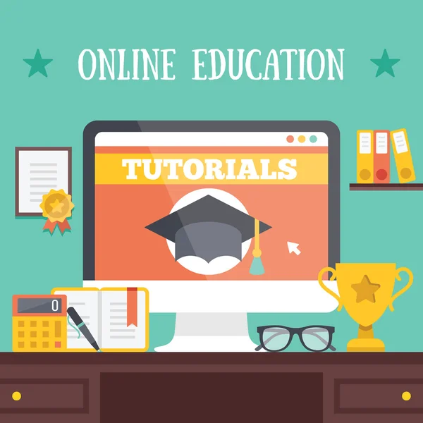 Online education concept. Creative vector illustration. — Stock Vector