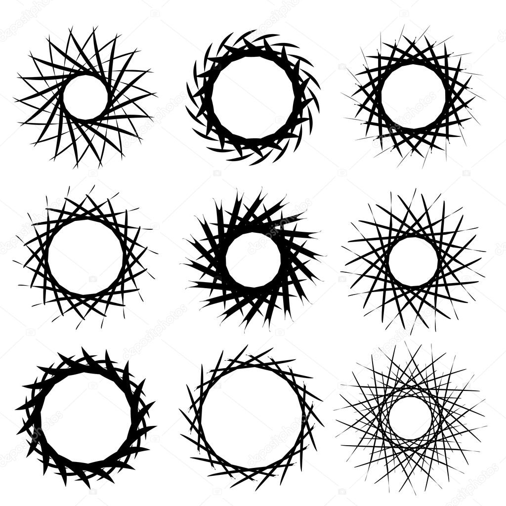 Abstract radial shapes, badges, templates, patterns