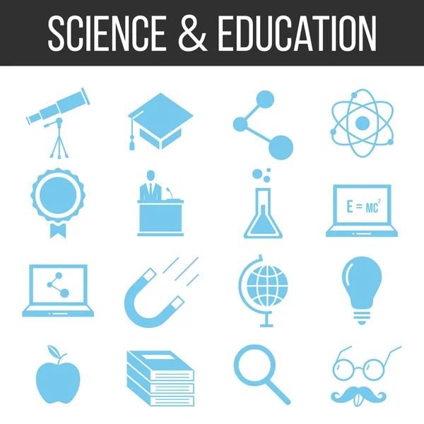 Set di icone della scienza e dell'istruzione — Vettoriale Stock