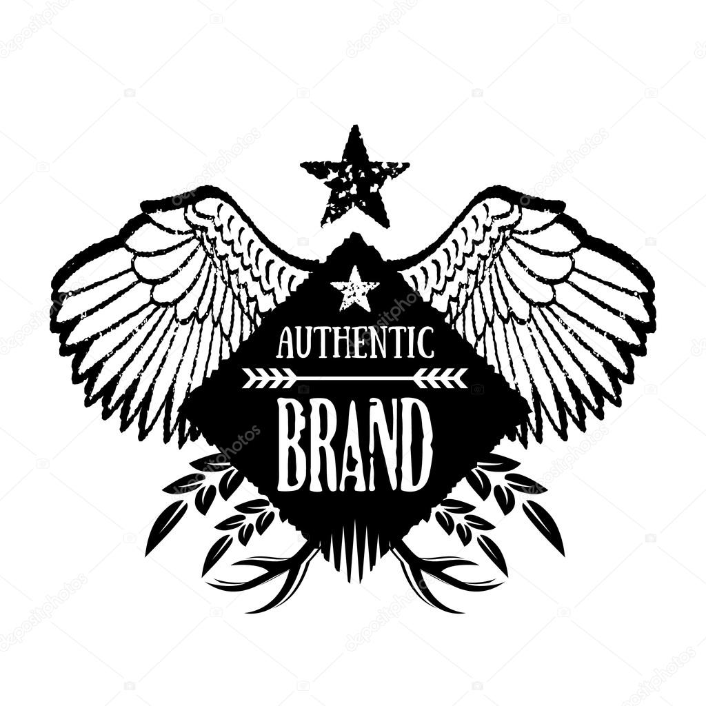 Vintage badge 17. Creative graphic design logo elements. Isolated on white background. Vector illustration.