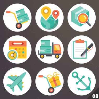 Colorful vector icons for web and mobile applications. Set 8 clipart
