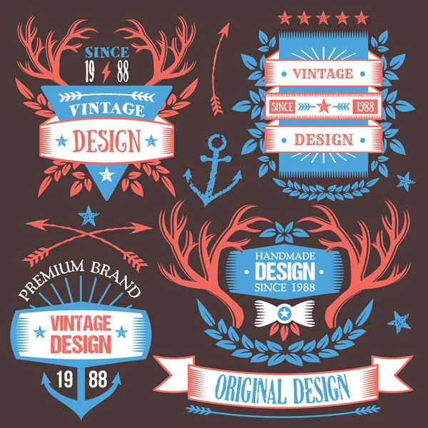 Creatieve vintage badges, labels en linten 10 in te stellen — Stockvector