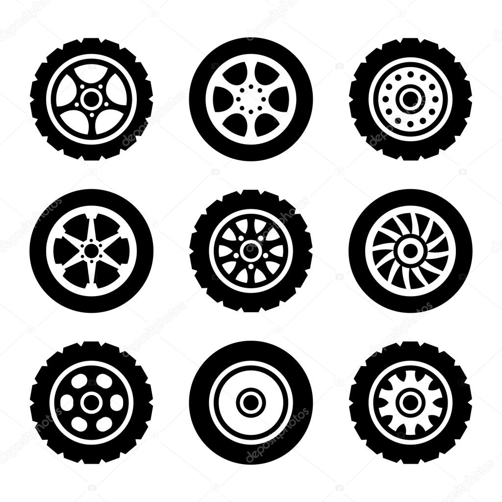 Car wheels icons set Royalty Free Vector Image