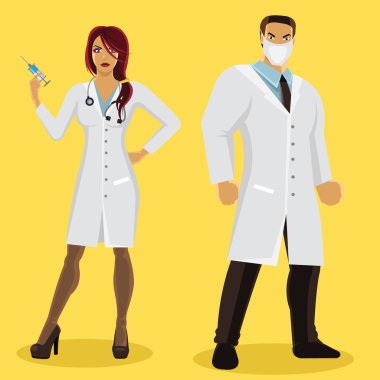 Erkek ve kadın doktor karakterler