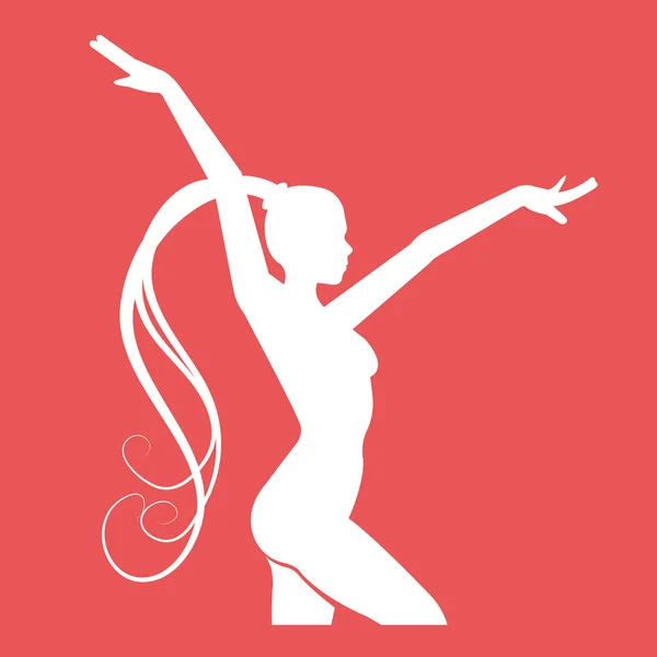 Fitness-Club-Emblem. Frauen machen rhythmische Gymnastik — Stockvektor