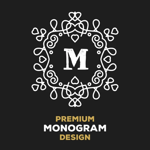 Luxe monogram wit logo sjabloon — Stockvector