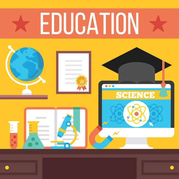 Educación, aprendizaje en línea, tutoriales en línea, concepto de educación a distancia — Vector de stock